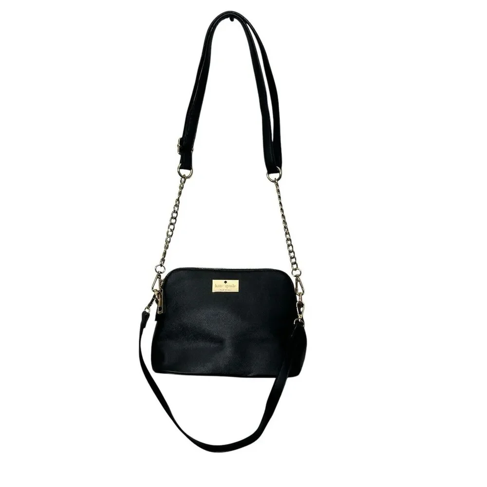 Kate Spade Convertible Crossbody Bag Black Saffiano Leather Adjustable‎ Strap